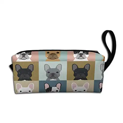 YISHOW French Bulldog Pattern Makeup Bag Adorable Travel Cosmetic Toiletry Organizer Case for Women