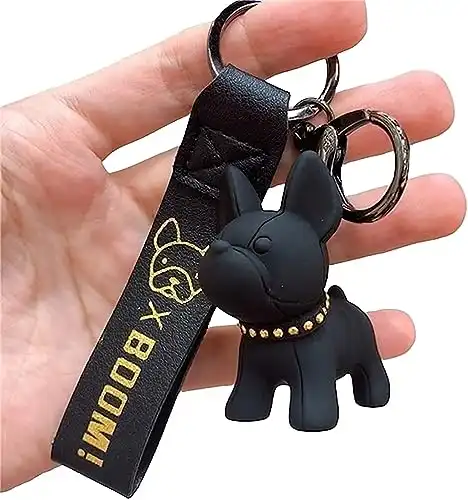 PawsFourLove Cute French Bulldog Keychain - French Bulldog Gifts for Women Frenchie Lovers (Black)