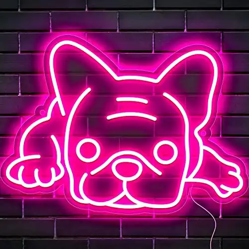 French Bulldog Neon Sign for Wall Decor Cute Puppy Pink LED Neon Dog Night Light USB Operated Frenchie Gifts Pet Shop Business Sign Bedroom Wall Party Bull Dogs Gifts (Frenchie-Pink)